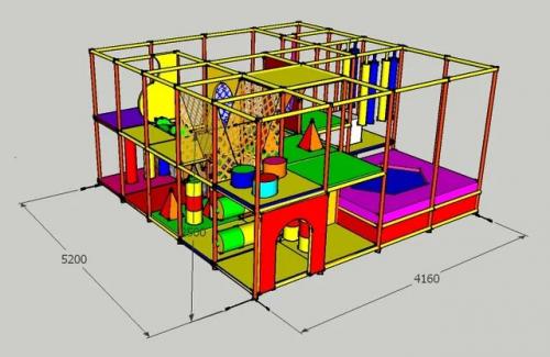 Детская комната 2х уровневая "ВИННИ ПУХ" с батутом 5,2x4,16x2,7м