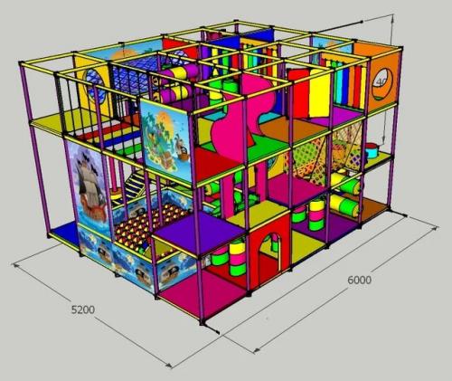 Дитячий ігровий 3х рівневий лабіринт "Пірати" 6,2м х 5,2м х 4м