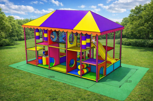 Детский лабиринт "Спорт 2" 5,9х3,16х3 м с батутом
